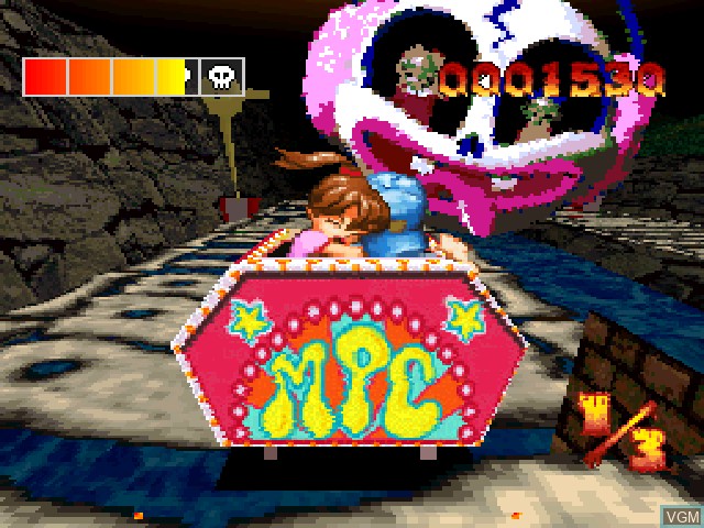 In-game screen of the game Mad Panic Coaster on Sony Playstation