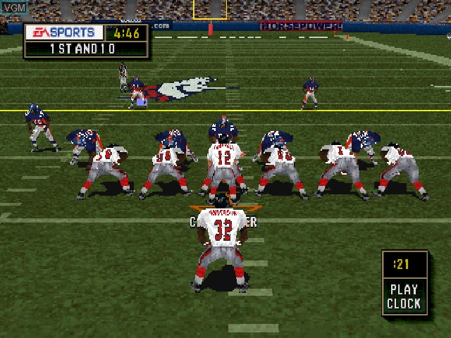 In-game screen of the game Madden NFL 2000 on Sony Playstation