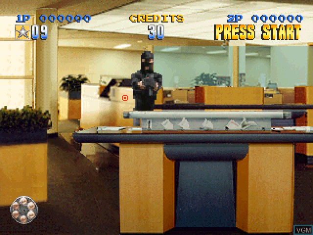 In-game screen of the game Lethal Enforcers I & II on Sony Playstation