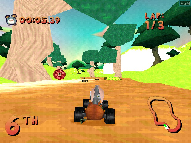 In-game screen of the game Looney Tunes Racing on Sony Playstation