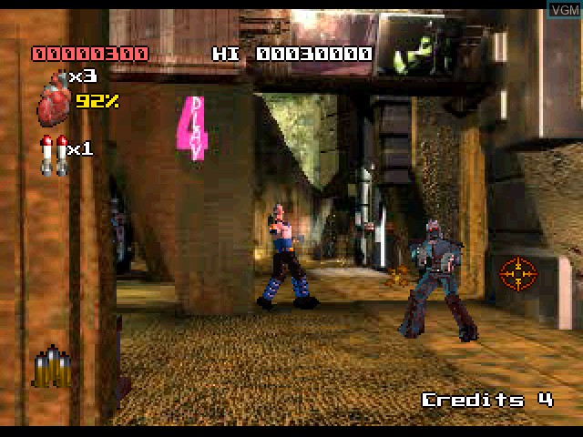 In-game screen of the game Judge Dredd on Sony Playstation