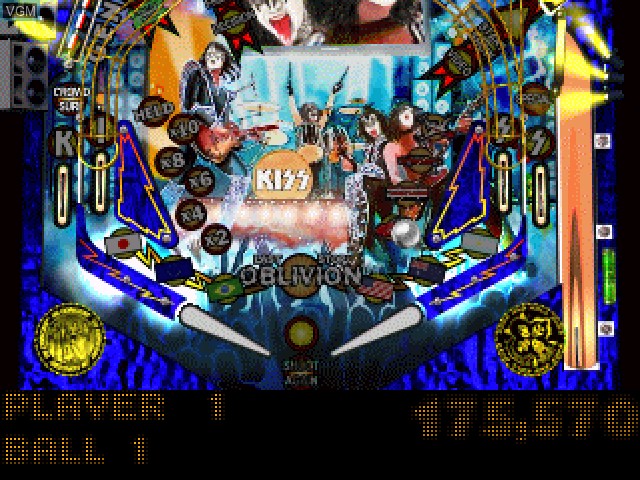 In-game screen of the game KISS Pinball on Sony Playstation