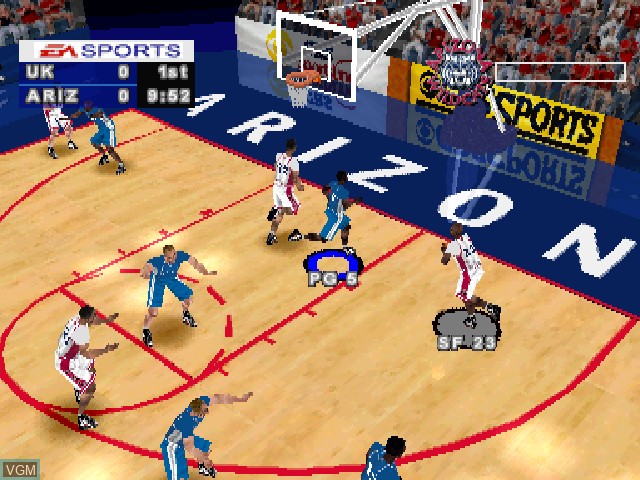 In-game screen of the game NCAA March Madness '98 on Sony Playstation