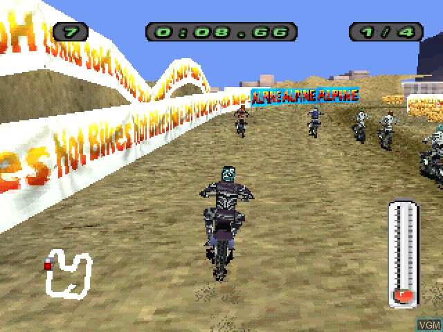 In-game screen of the game Motocross Mania 2 on Sony Playstation
