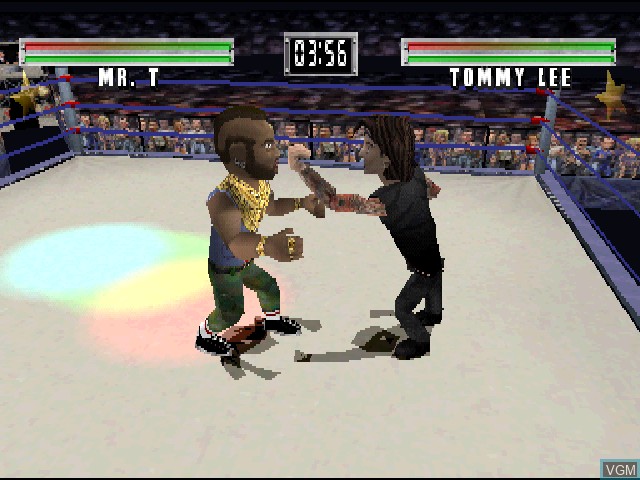 In-game screen of the game MTV's Celebrity Deathmatch on Sony Playstation