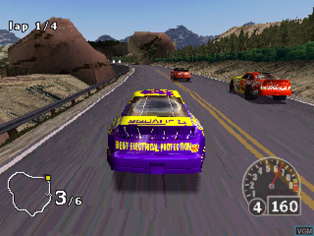 In-game screen of the game NASCAR Rumble on Sony Playstation