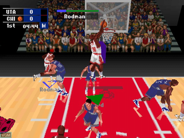 In-game screen of the game NBA Fastbreak '98 on Sony Playstation