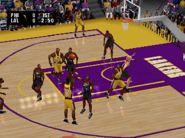 In-game screen of the game NBA Live 2002 on Sony Playstation