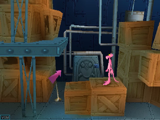 In-game screen of the game Pink Panther - Pinkadelic Pursuit on Sony Playstation