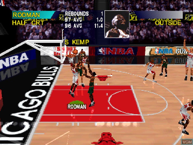 In-game screen of the game NBA ShootOut '97 on Sony Playstation