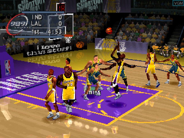 In-game screen of the game NBA ShootOut 2001 on Sony Playstation