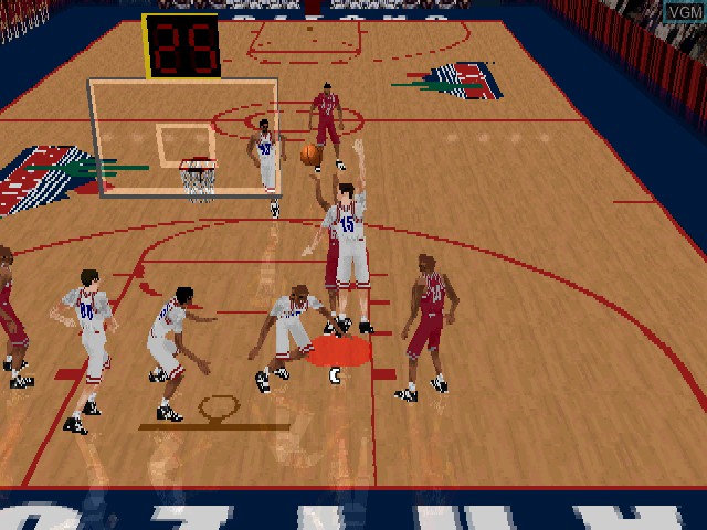 In-game screen of the game NCAA Basketball Final Four 97 on Sony Playstation