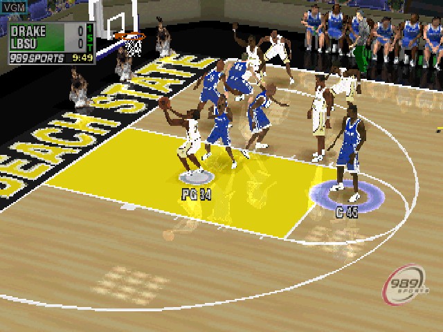 In-game screen of the game NCAA Final Four 2001 on Sony Playstation