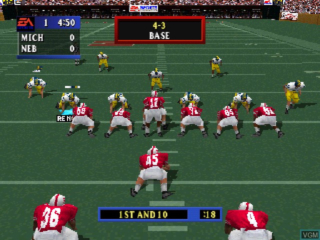 In-game screen of the game NCAA Football 99 on Sony Playstation