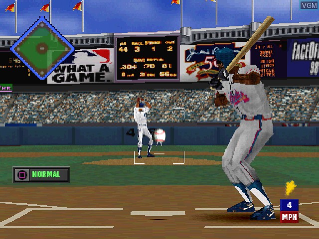 In-game screen of the game MLB 98 on Sony Playstation