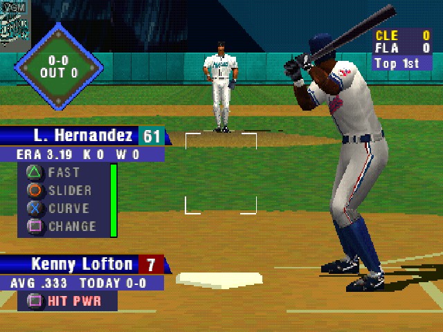 In-game screen of the game MLB 99 on Sony Playstation