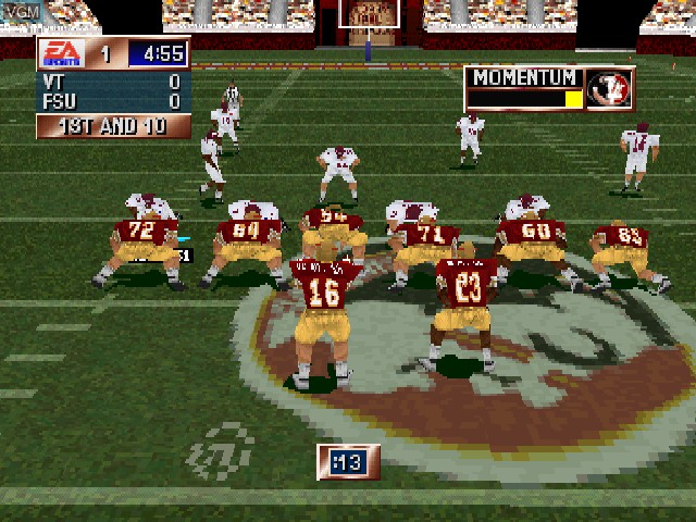 In-game screen of the game NCAA Football 2001 on Sony Playstation