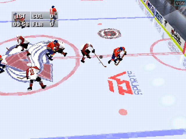In-game screen of the game NHL 97 on Sony Playstation