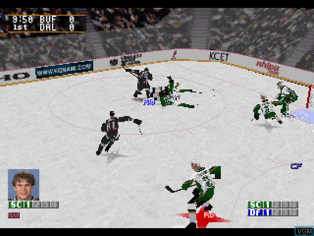 In-game screen of the game NHL Blades of Steel 2000 on Sony Playstation