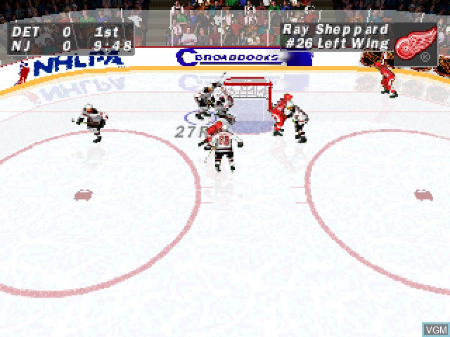 In-game screen of the game NHL Faceoff on Sony Playstation