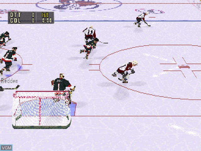 In-game screen of the game NHL FaceOff 99 on Sony Playstation