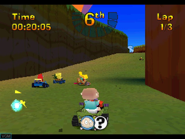 In-game screen of the game NickToons Racing on Sony Playstation