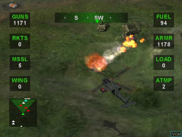 In-game screen of the game Nuclear Strike on Sony Playstation