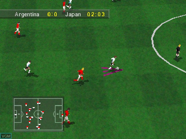 In-game screen of the game Olympic Soccer - Atlanta 1996 on Sony Playstation