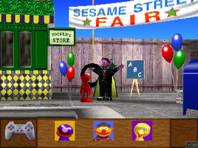 In-game screen of the game Sesame Street - Elmo's Letter Adventure on Sony Playstation