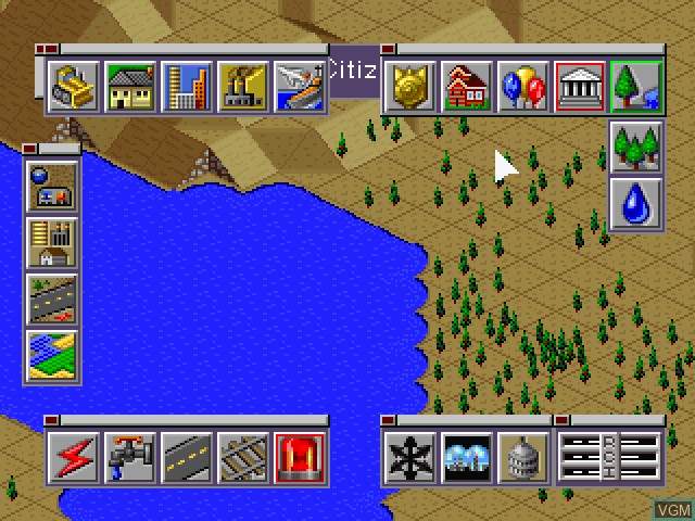 In-game screen of the game SimCity 2000 on Sony Playstation