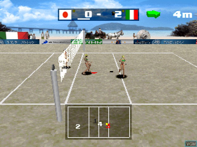 In-game screen of the game Simple 1500 Series Vol. 72 - The Beach Volley on Sony Playstation