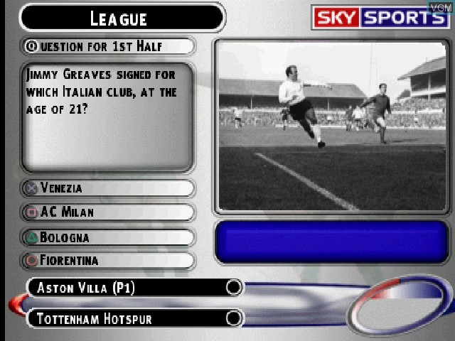 In-game screen of the game Sky Sports Football Quiz Season 02 on Sony Playstation