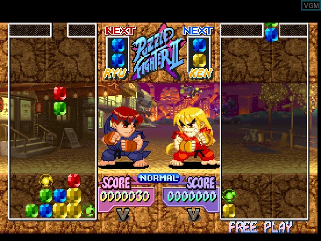 In-game screen of the game Super Puzzle Fighter II Turbo on Sony Playstation