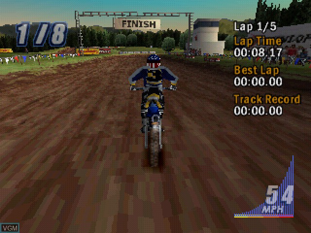 In-game screen of the game Supercross on Sony Playstation