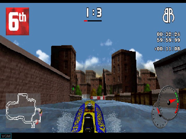 In-game screen of the game VR Sports Powerboat Racing on Sony Playstation