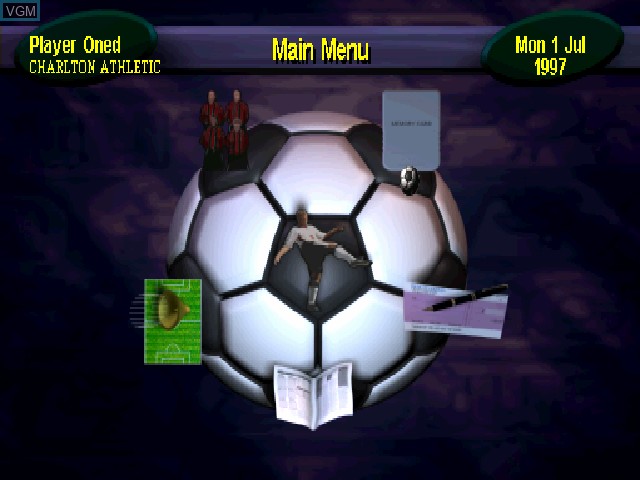 In-game screen of the game Premier Manager 98 on Sony Playstation