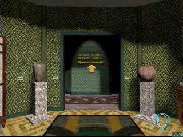 In-game screen of the game Quaddle Family Mysteries, The 1 - The Case of the Scarce Scarab - Lobby - Kitchen on Sony Playstation