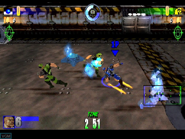 In-game screen of the game Rageball on Sony Playstation