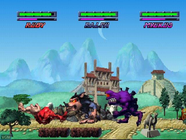 In-game screen of the game Rampage Through Time on Sony Playstation