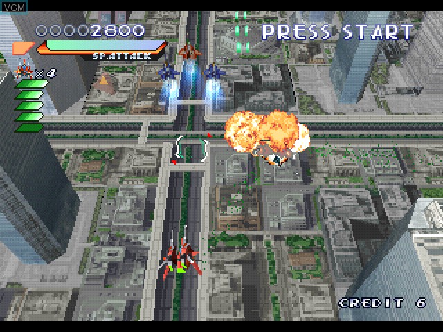 In-game screen of the game RayStorm on Sony Playstation