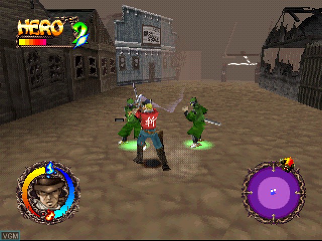 In-game screen of the game Rising Zan - The Samurai Gunman on Sony Playstation