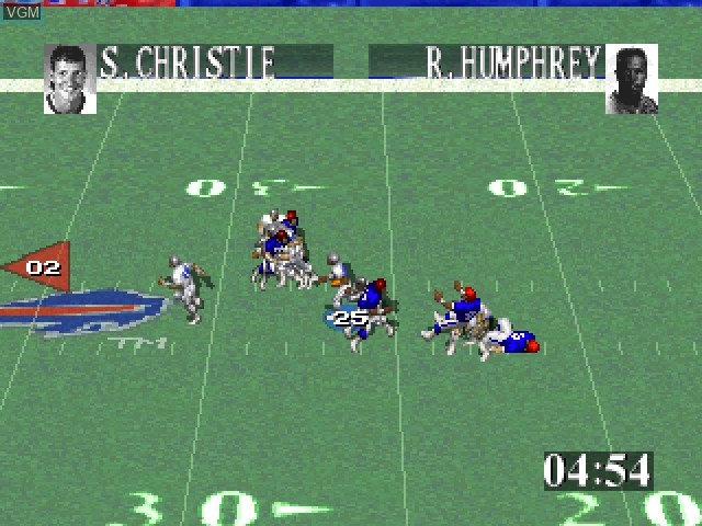 In-game screen of the game Tecmo Super Bowl on Sony Playstation