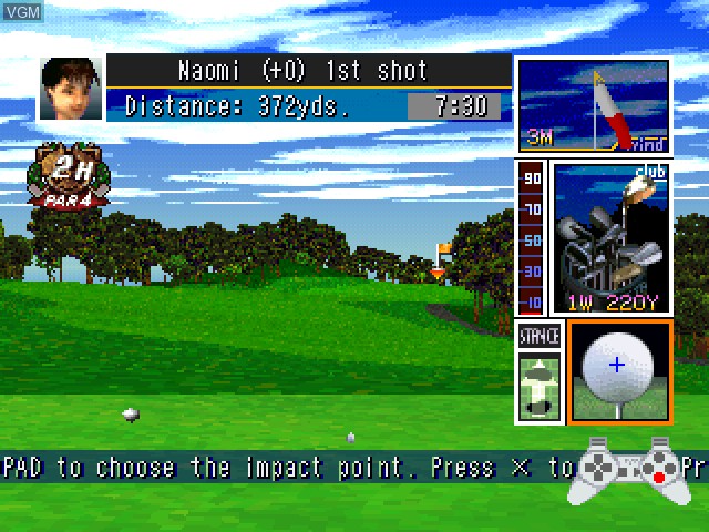 In-game screen of the game Tecmo World Golf on Sony Playstation