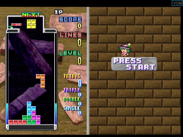 In-game screen of the game Tetris Plus on Sony Playstation