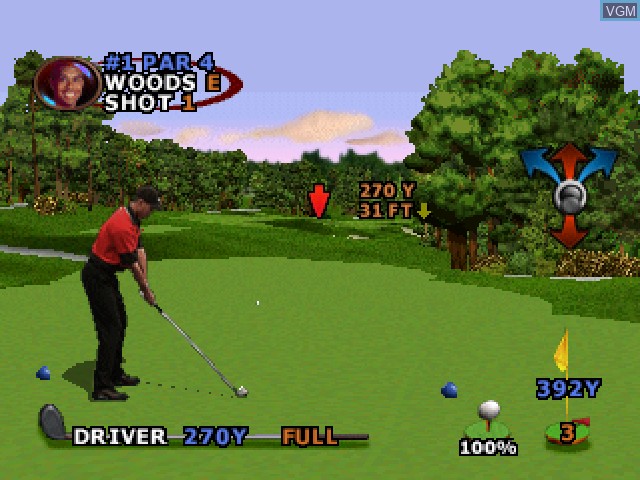 In-game screen of the game Tiger Woods PGA Tour 2000 on Sony Playstation