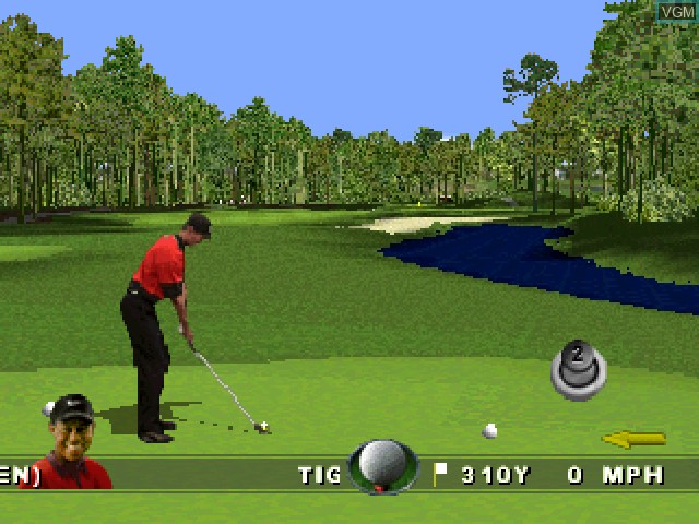 In-game screen of the game Tiger Woods 99 PGA Tour Golf on Sony Playstation