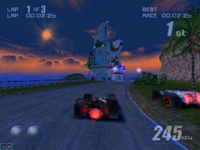 In-game screen of the game Rollcage on Sony Playstation
