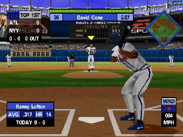 In-game screen of the game Triple Play '98 on Sony Playstation