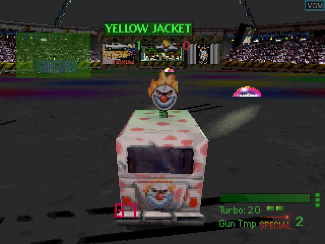 In-game screen of the game Twisted Metal on Sony Playstation