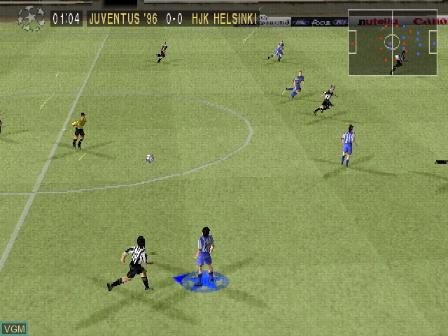 In-game screen of the game UEFA Champions League Season 1998/99 on Sony Playstation